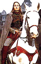 Picture of 
Leelee Sobieski playing Joan
of Arc in the CBS Miniseries Joan of Arc
