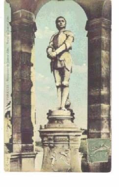 color postcard of the Bonsecour Monument to Saint Joan