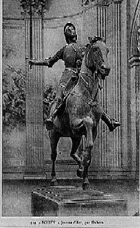 French postcard showing the famous Reims equestrian statue of  
<P> 
Joan