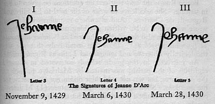 example of Joan's signatures