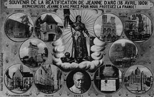 picture of a 1909 Post card commemorating Joan's Beatification