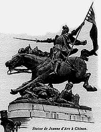 an equestrian statue of Joan in the town of Chinon